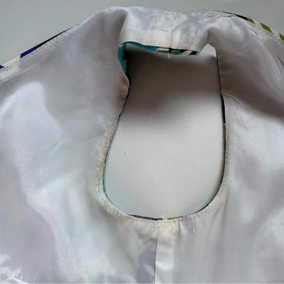 DAVID MEISTER Belted Fit & Flare Blue Green Floral Cocktail Party Dress Size 2 - Picture 13 of 16